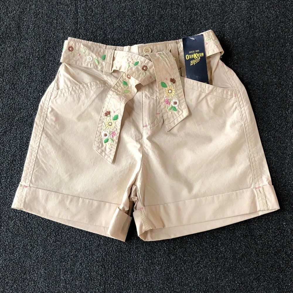The Children's Place Girls 100% Cotton Floral Shorts Adjustable Waist Size 8